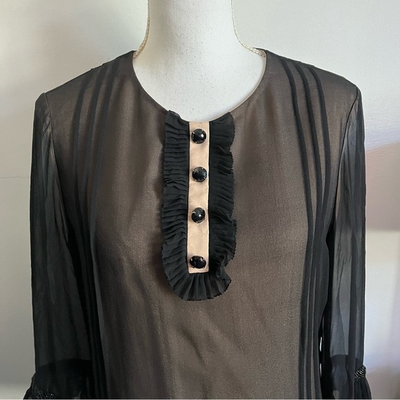 3.1 Phillip Lim • Black Tan 100% Silk Blouse - Picture 3 of 5